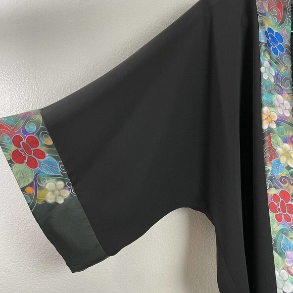 Invisible World Alaska Womens Kimono Jacket Hand Painted Silk Polyester Large - Picture 5 of 14